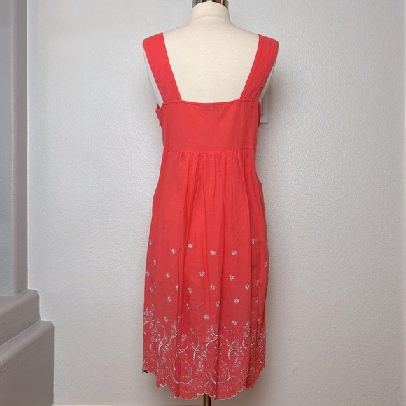Made in France Scarlet Roos Women's Orange Embroidered Knee Length Sundress Sz 2 - Picture 3 of 9